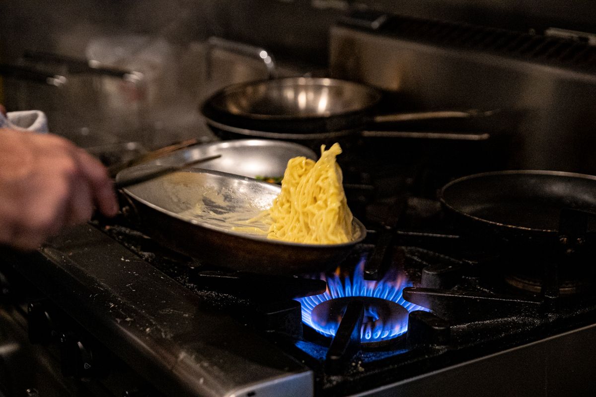 Pasta al Pomodoro with stracciatella and fresh basil. A Taste of Aromi with Chef Paolo Masciopinto.