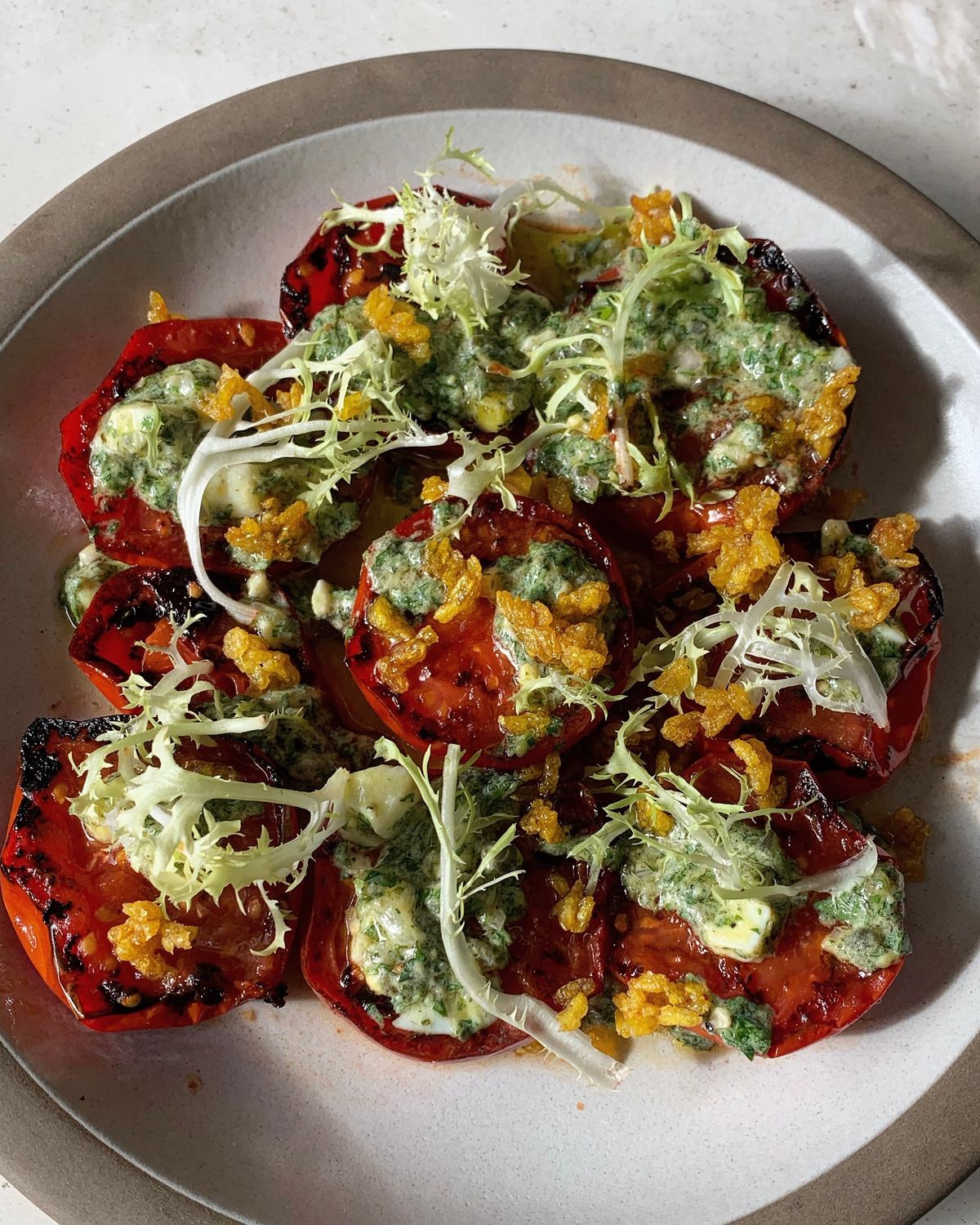 Early Girl Tomatoes With Shio Koji Gribiche. A Taste Of Tartine Manufactory With Chef Nicolas Pena.