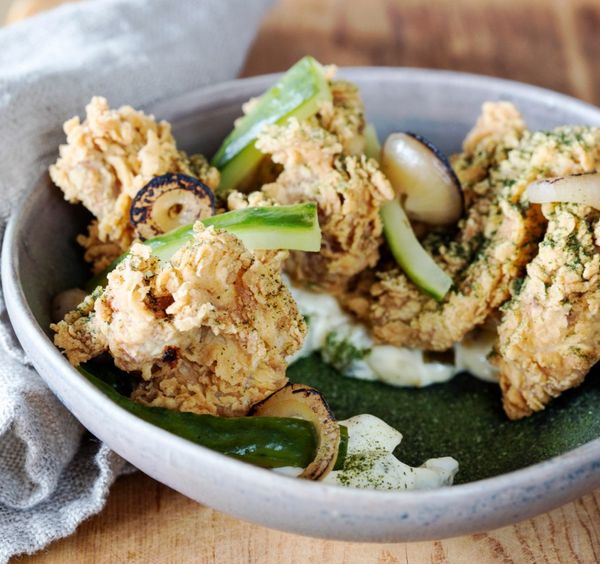 Fried Chicken With Pickle Mayo And Dill Powder. A Taste Of Burdock And Co With Chef Andrea Carlson.