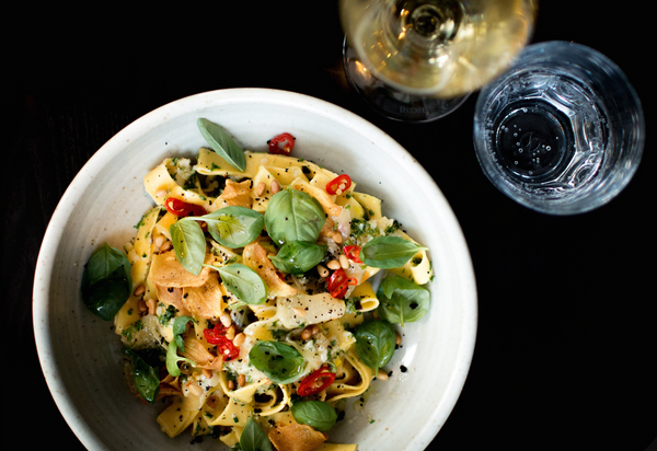 Saffron Tagliatelle aglio e olio. A taste of Ortolana with Chef Kevin Puyat.